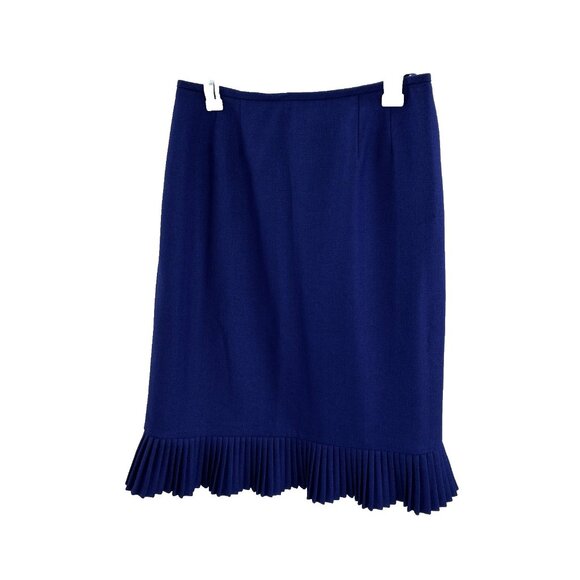 Le Suit Womens Size 8 Blue Pleated Hem Pencil Skirt Career Office Wear - Picture 1 of 6